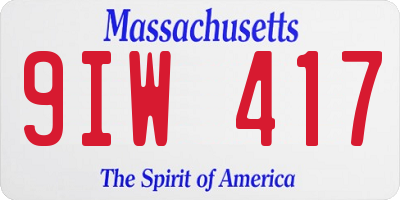 MA license plate 9IW417