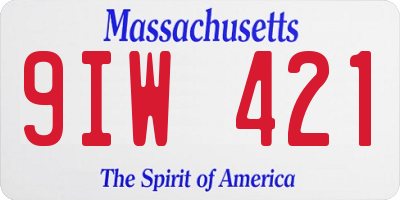 MA license plate 9IW421