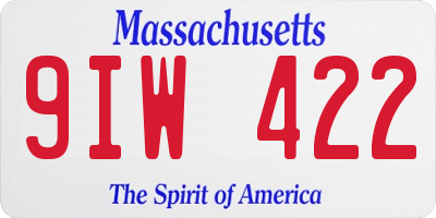 MA license plate 9IW422