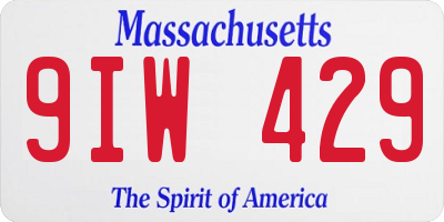 MA license plate 9IW429