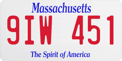 MA license plate 9IW451