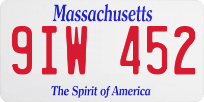 MA license plate 9IW452