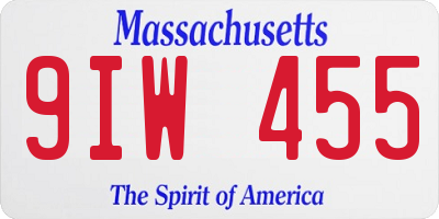 MA license plate 9IW455