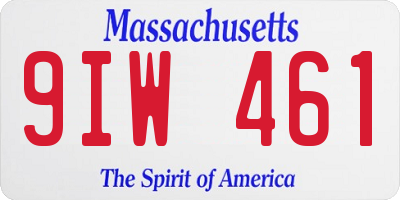 MA license plate 9IW461