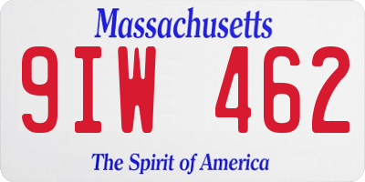 MA license plate 9IW462