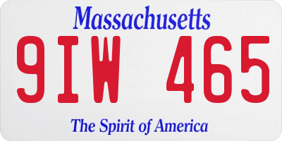 MA license plate 9IW465