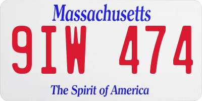 MA license plate 9IW474