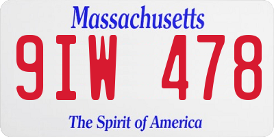 MA license plate 9IW478