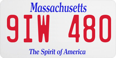 MA license plate 9IW480