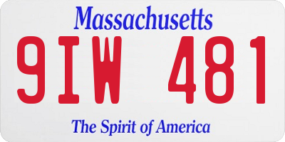 MA license plate 9IW481