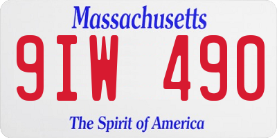 MA license plate 9IW490