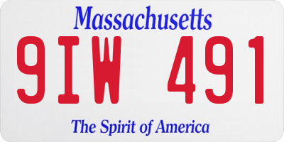 MA license plate 9IW491