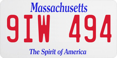 MA license plate 9IW494