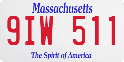 MA license plate 9IW511
