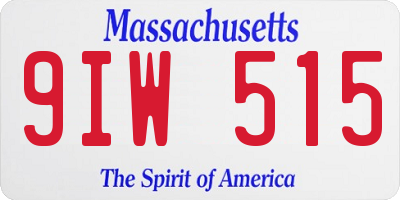 MA license plate 9IW515