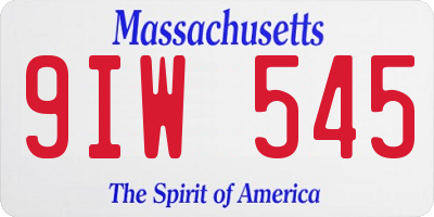 MA license plate 9IW545