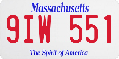 MA license plate 9IW551