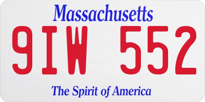 MA license plate 9IW552