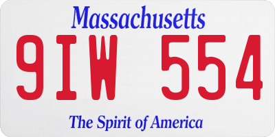 MA license plate 9IW554