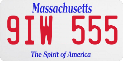 MA license plate 9IW555