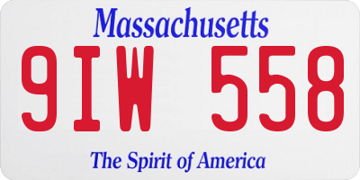 MA license plate 9IW558