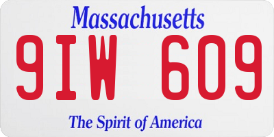MA license plate 9IW609