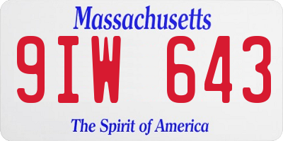 MA license plate 9IW643