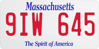 MA license plate 9IW645