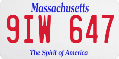 MA license plate 9IW647
