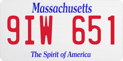 MA license plate 9IW651