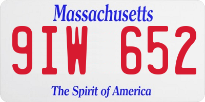 MA license plate 9IW652