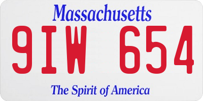 MA license plate 9IW654