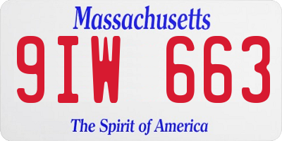 MA license plate 9IW663