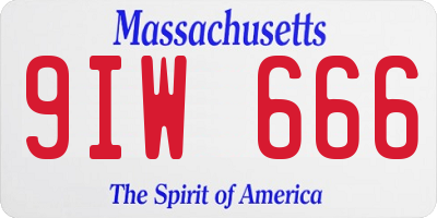 MA license plate 9IW666