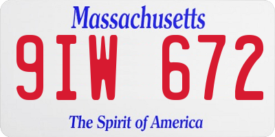 MA license plate 9IW672