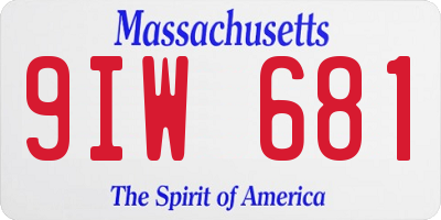 MA license plate 9IW681