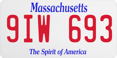 MA license plate 9IW693