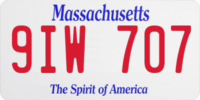 MA license plate 9IW707