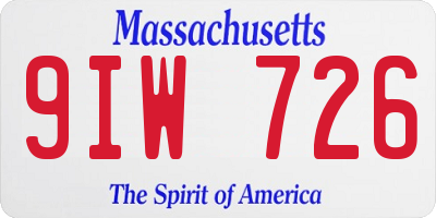 MA license plate 9IW726