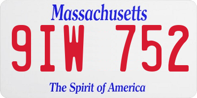 MA license plate 9IW752