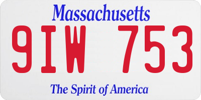 MA license plate 9IW753