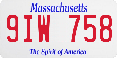 MA license plate 9IW758