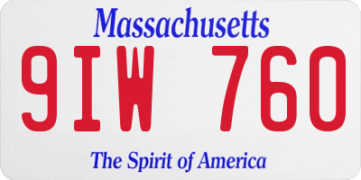 MA license plate 9IW760