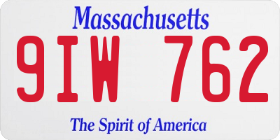 MA license plate 9IW762