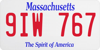 MA license plate 9IW767