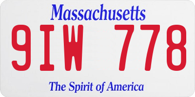 MA license plate 9IW778