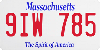 MA license plate 9IW785