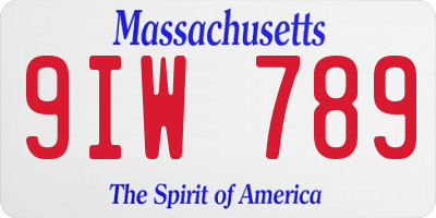 MA license plate 9IW789