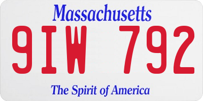 MA license plate 9IW792