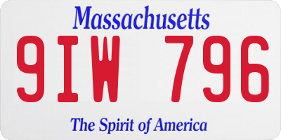 MA license plate 9IW796
